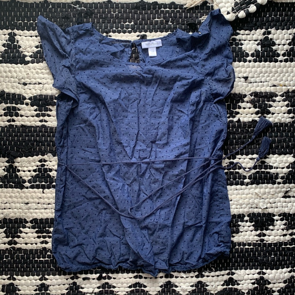 Maternity ruffle cap sleeve blouse